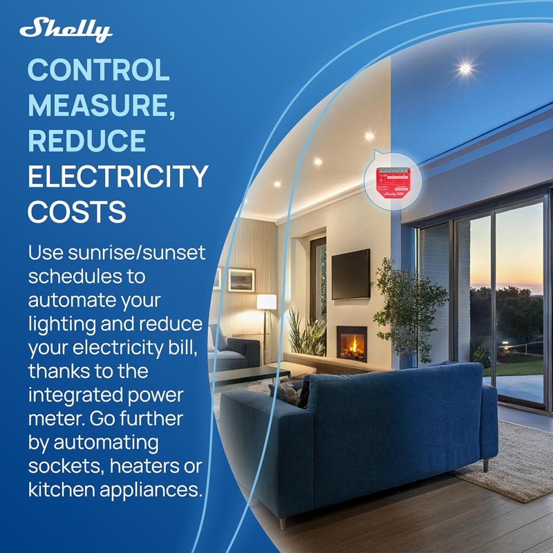 Shelly 1PM Gen4 | مفتاح ذكي Wi-Fi و Zigbee و Matter مع قياس الطاقة، 1-قناة 16A | أتمتة المنزل | متوافق مع Alexa و SmartThings و Google Home و Apple HomeKit | تطبيق iOS Android (4 عبوات) - Image 5